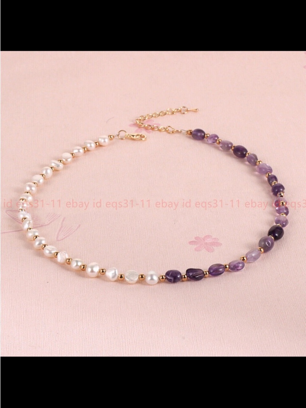 Pearl Amethyst Bead Choker Necklace